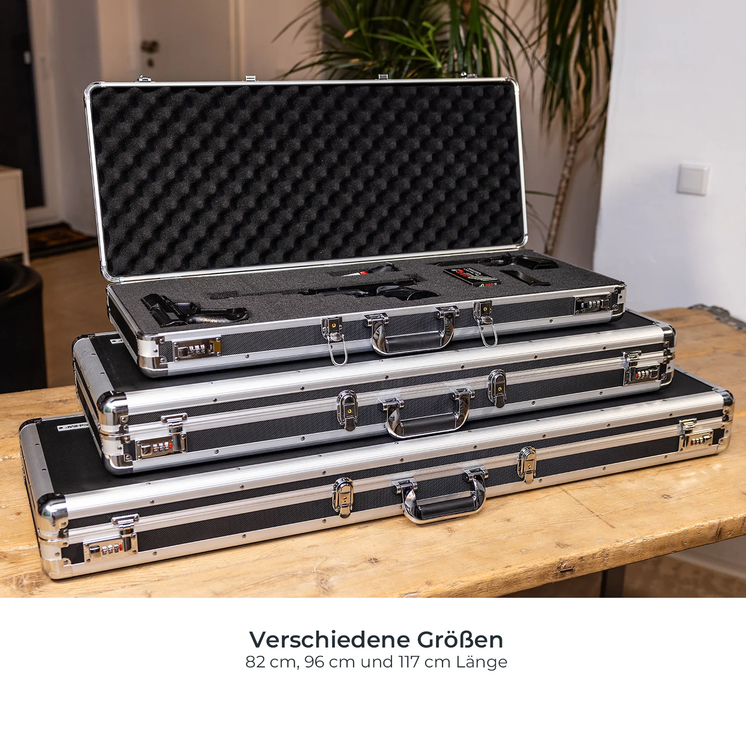 Alu Waffenkoffer, Gewehrkoffer, Zahlenschloss, Rasterschaumstoff, HMF 14404 - Image 6