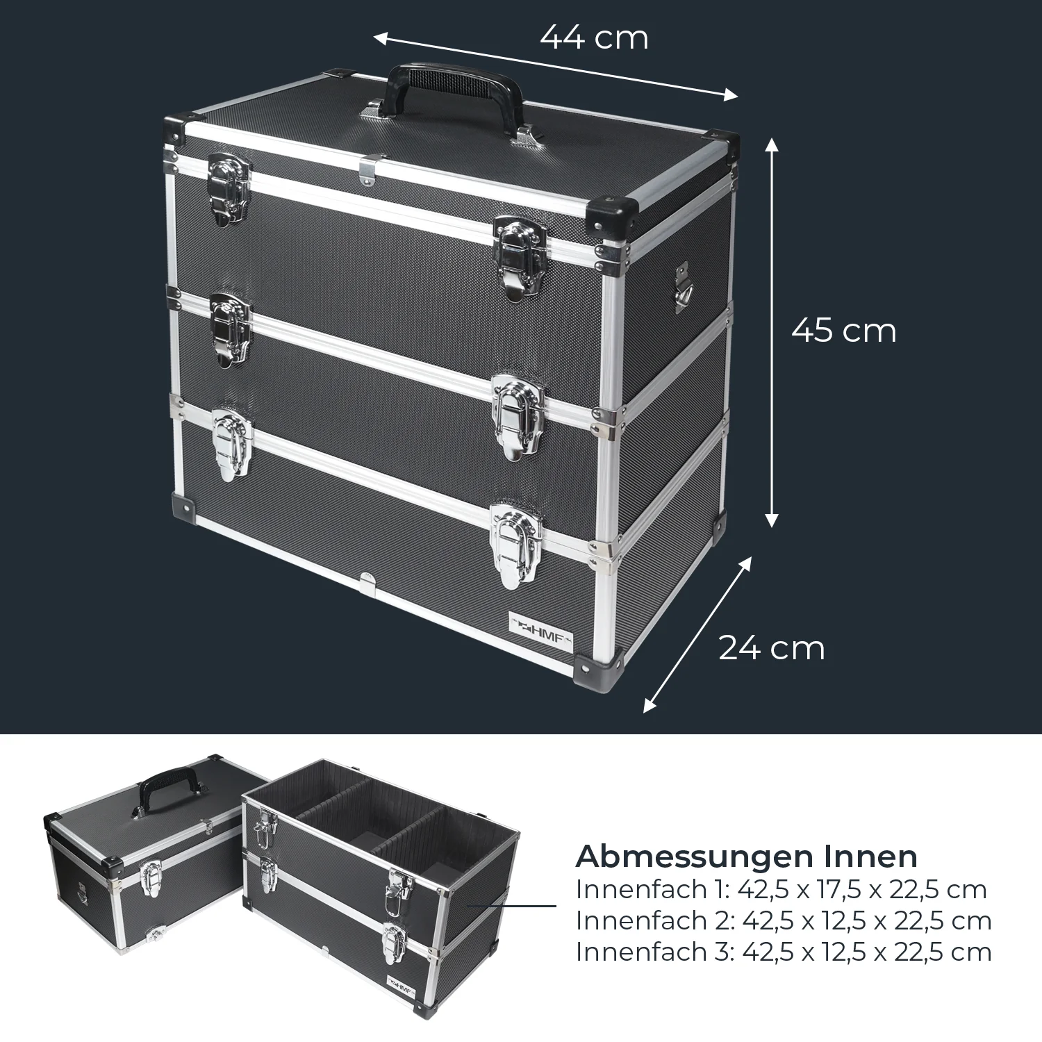 Alu Werkzeugkoffer Etagen leer, verstellbare Facheinteilung, HMF 14600 - Image 14