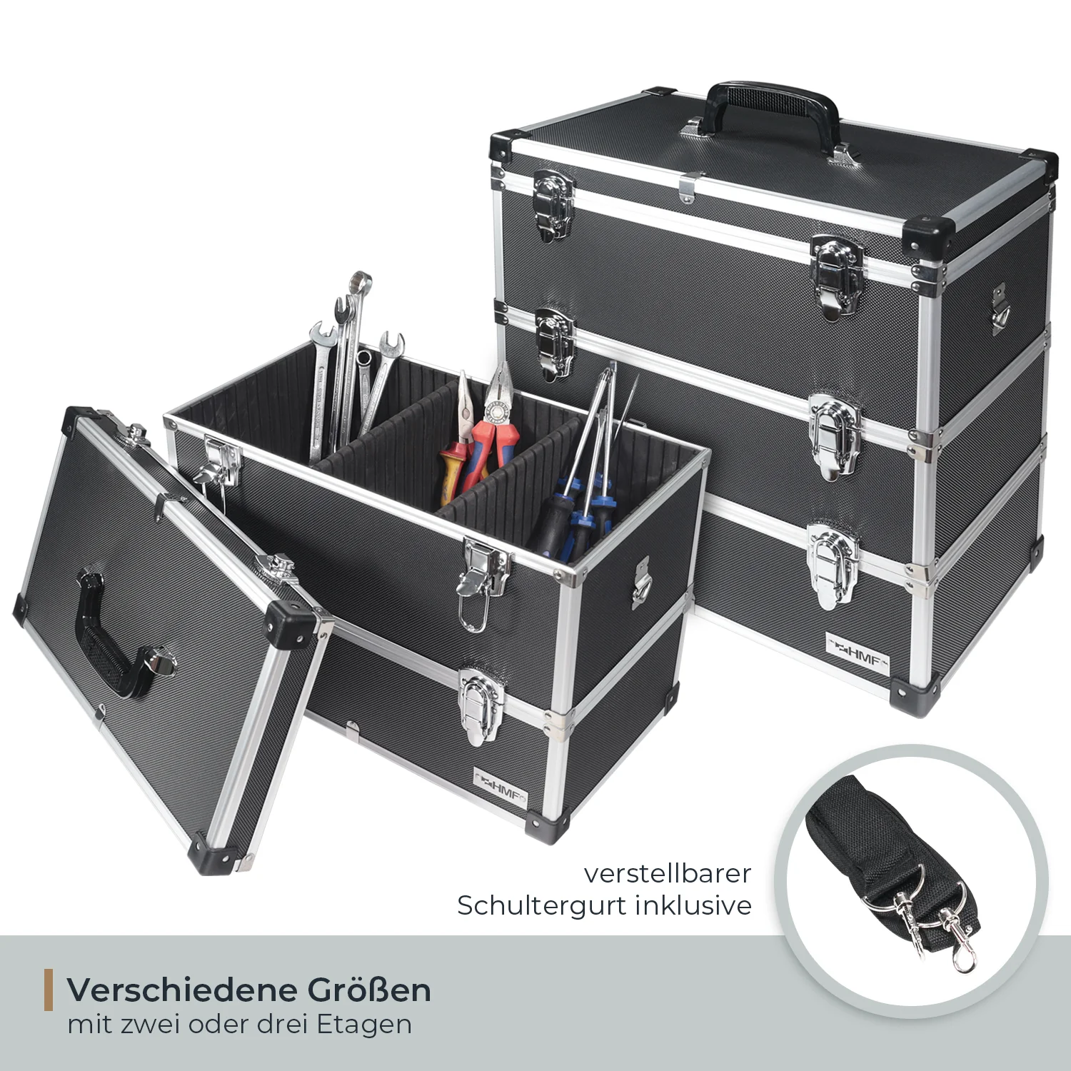 Alu Werkzeugkoffer Etagen leer, verstellbare Facheinteilung, HMF 14600 - Image 6