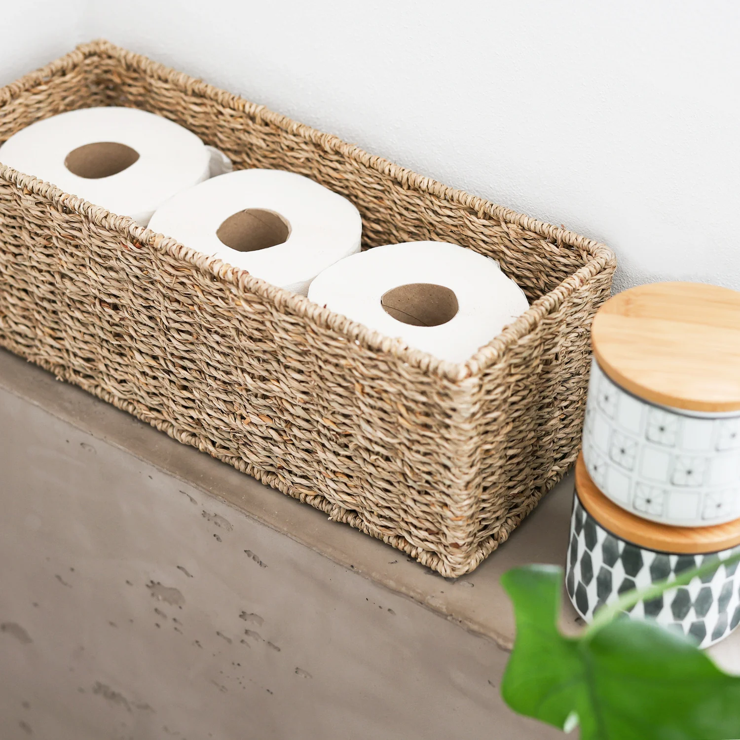 Aufbewahrungskorb Badezimmer, Korb geflochten aus Seegras, 38 x 15 x 14 cm - Image 9