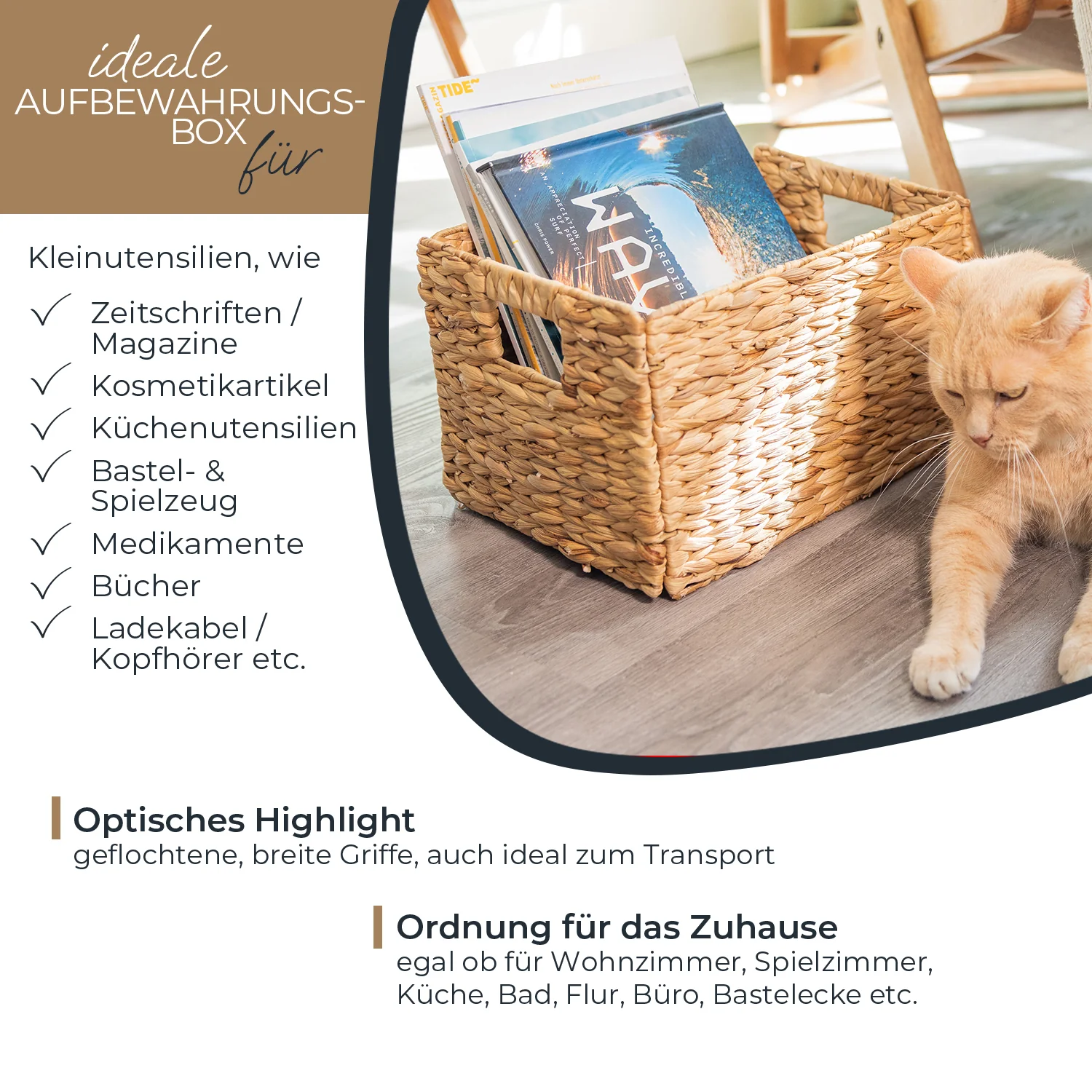 Aufbewahrungskorb, Korb geflochten aus Wasserhyazinthe Seegras, HMF 372410 - Image 46