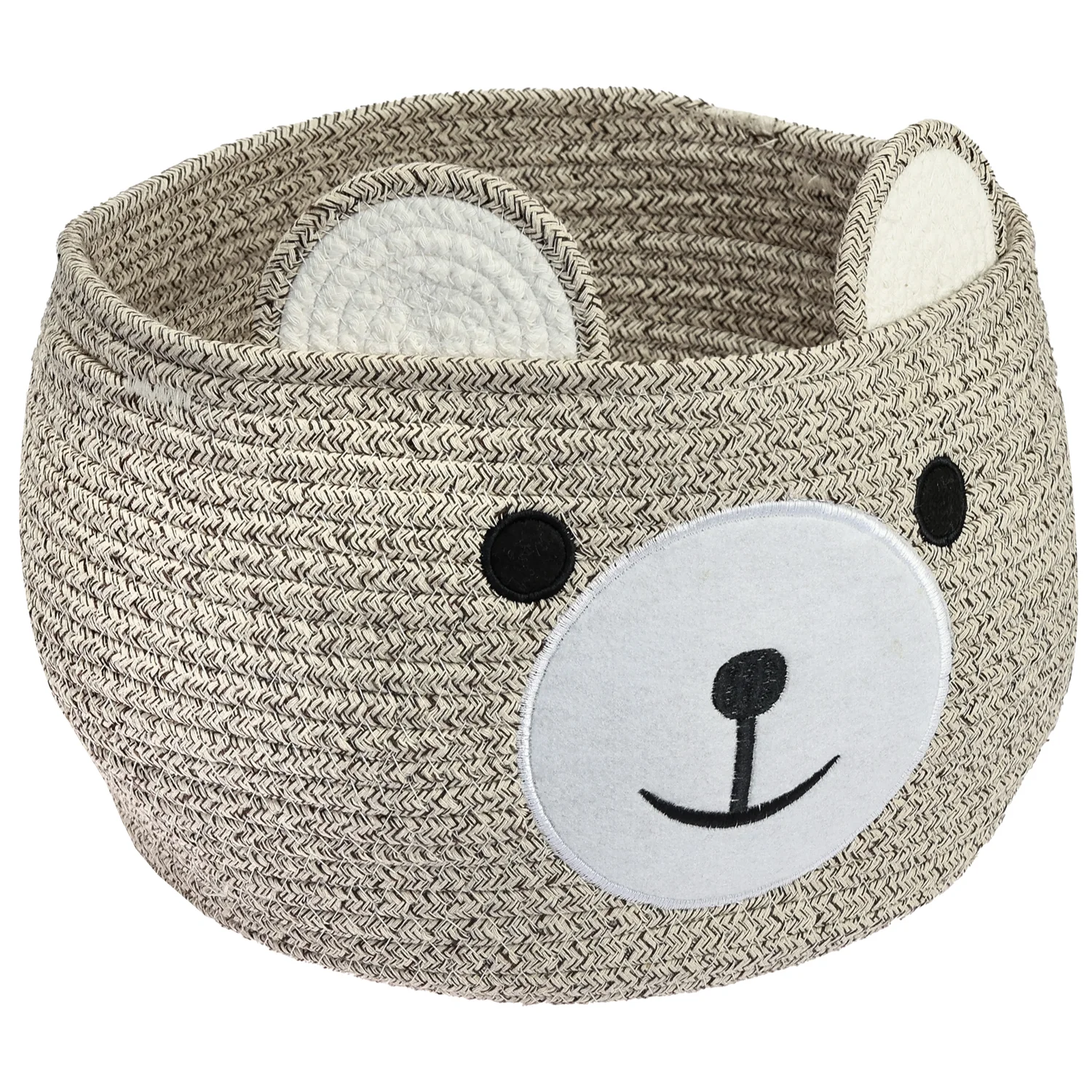 Aufbewahrungskorb mit versteckten Griffen, Korb für Kinderzimmer aus Baumwolle, Bär, HMF 39021, 30 x 24 cm