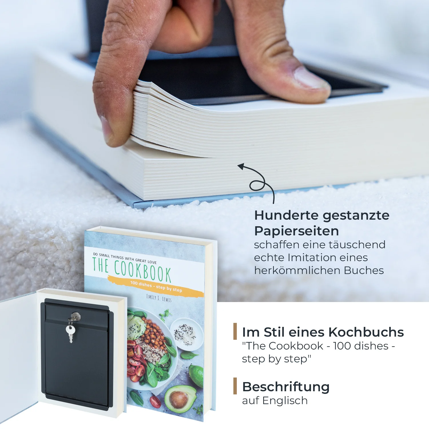 Buchtresor Papierseiten Cookbook, HMF 81001, 26,5 x 19 x 4,2 cm - Image 3
