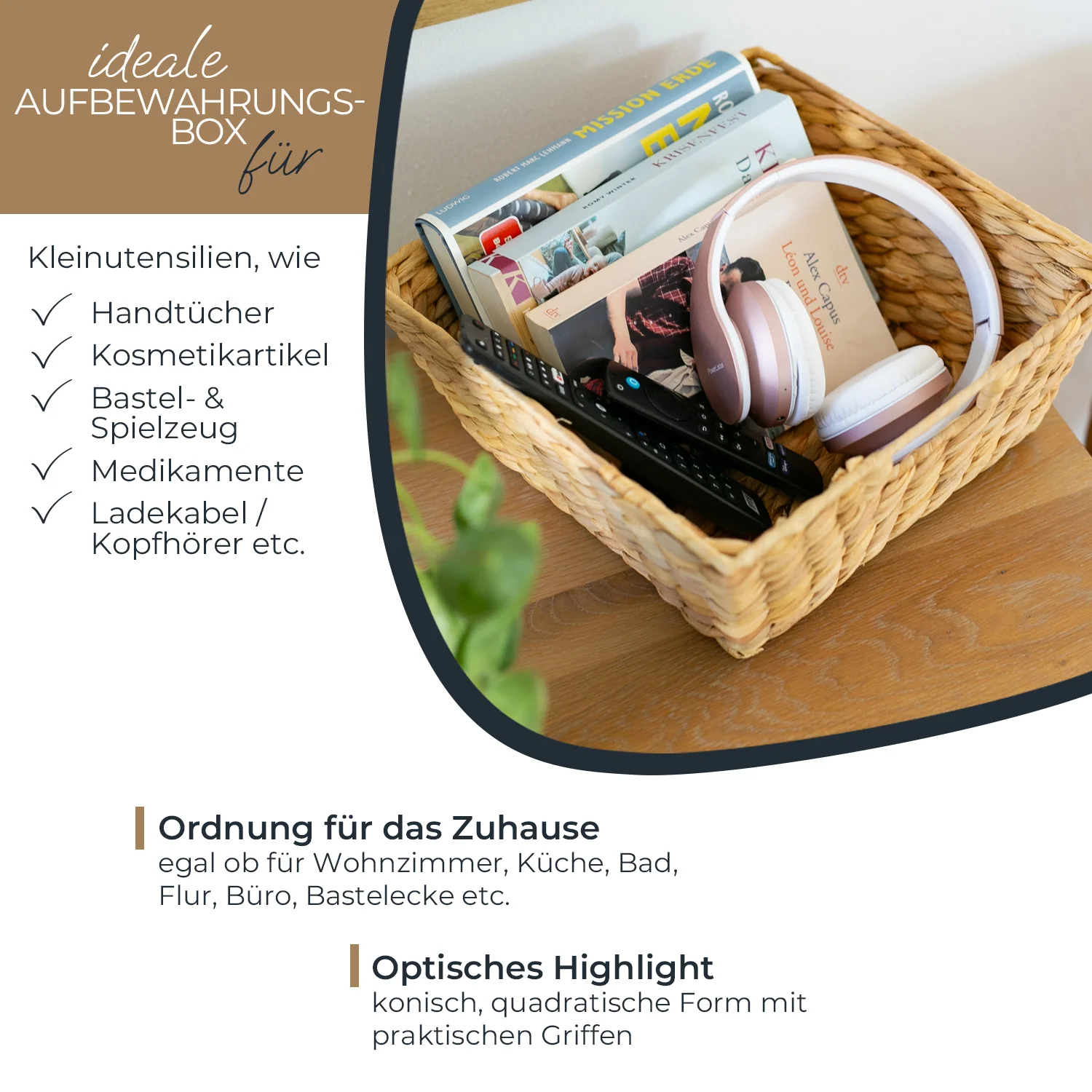 Deko Tablett, Serviertablett geflochten aus Wasserhyazinthe, 2er Set, HMF 3726 - Image 20