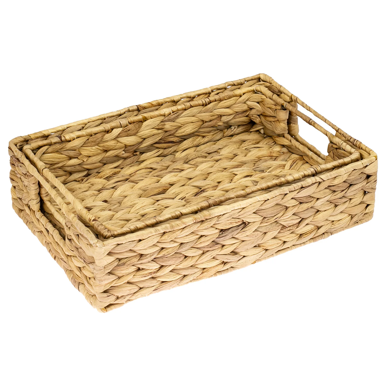 Deko Tablett, Serviertablett geflochten aus Wasserhyazinthe, 2er Set, HMF 3726 - Image 6