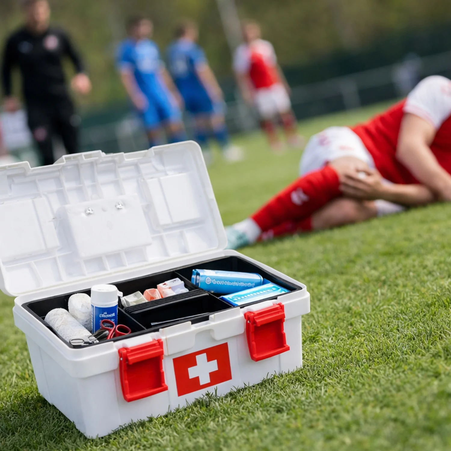 Erste Hilfe Kasten zur Medikamenten Aufbewahrung, Medizinbox leer für Sportverein, Betrieb oder Zuhause, HMF MZK100-37CM-01, 37 x 19,5 x 18,5 cm, Weiß-Rot - Image 8