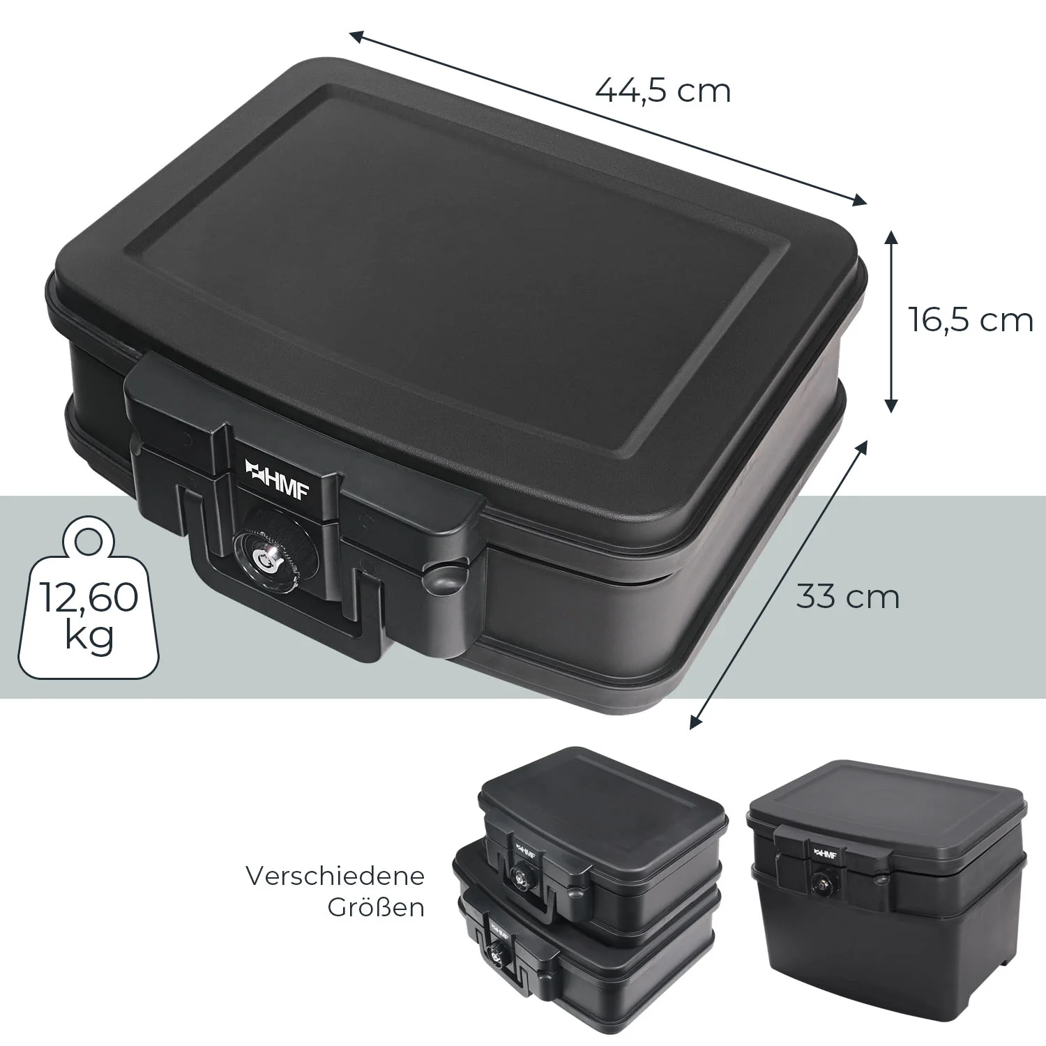 Feuerfeste Wasserdichte Dokumentenbox, HMF 250452, DIN A4, Schwarz - Image 5