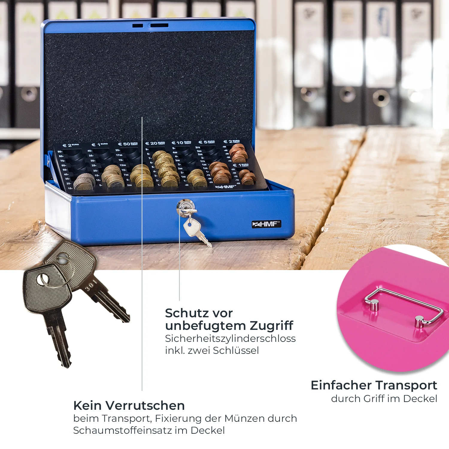 Geldkassette Euro-Münzzählbrett, HMF 10015, 30 x 24 x 9 cm - Image 49