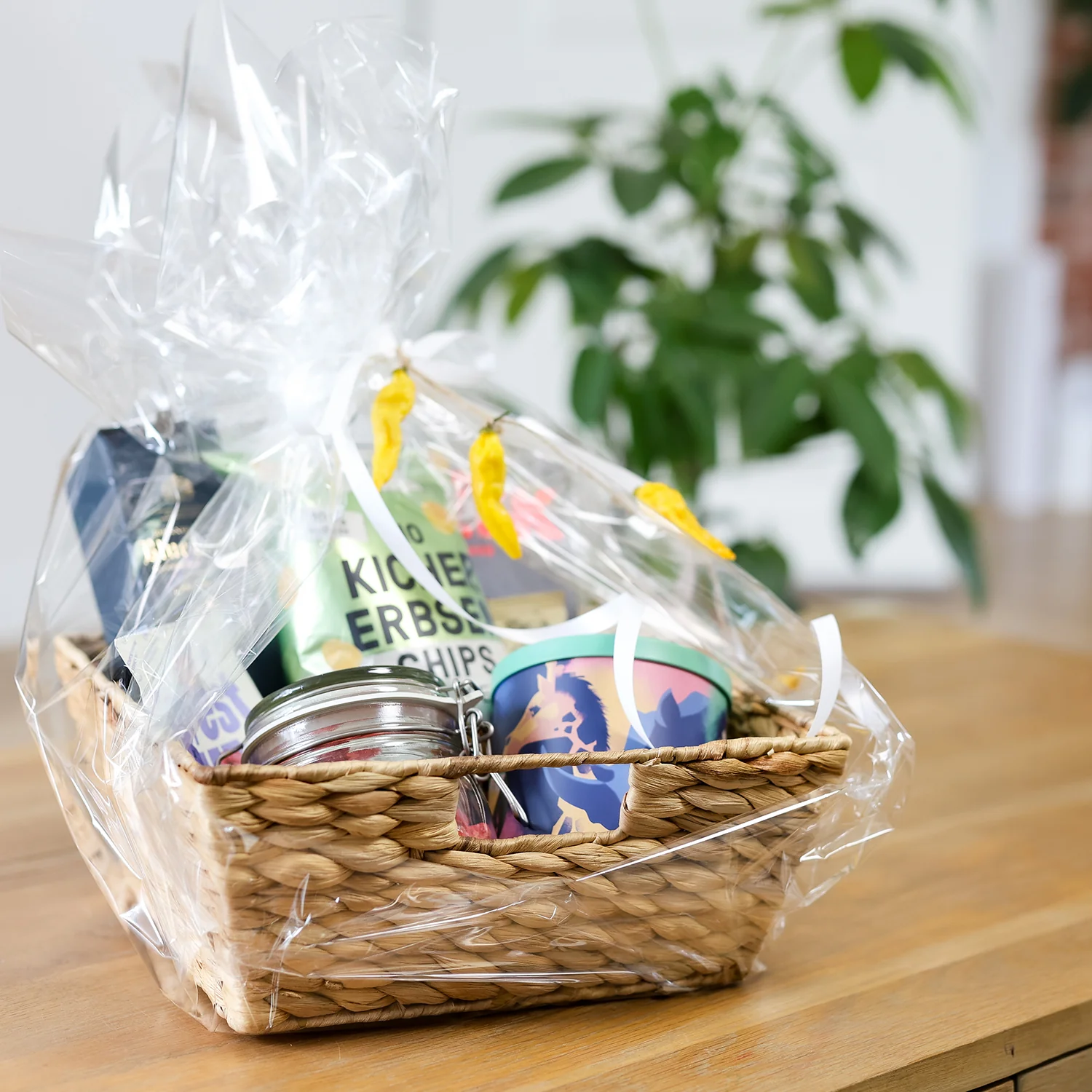 Geschenkkorb leer, Aufbewahrungskorb geflochten aus Wasserhyazinthe, HMF 37269-30CM, 30 x 30 x 12 cm - Image 8