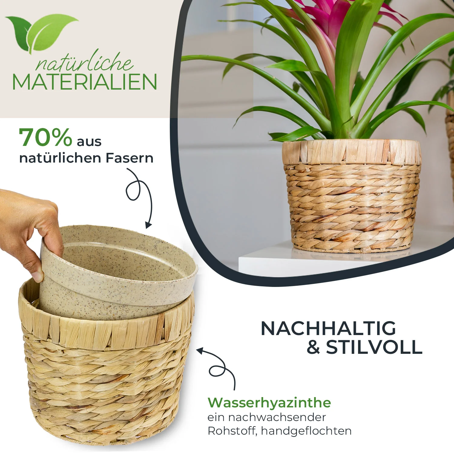 HMF 37280 Nachhaltiger Blumentopf rund geflochten aus nachwachsenden Rohstoffen - Image 24