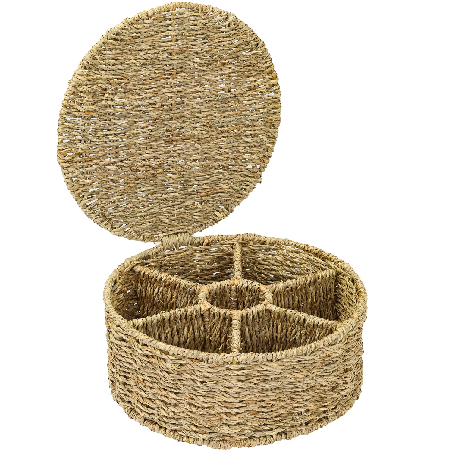 HMF 37291 Teebox für Teebeutel geflochten aus Seegras oder Wasserhyazinthe, Tee Aufbewahrungsbox mit 7 großen Fächern ,27 x 27 x 11 cm - Image 10
