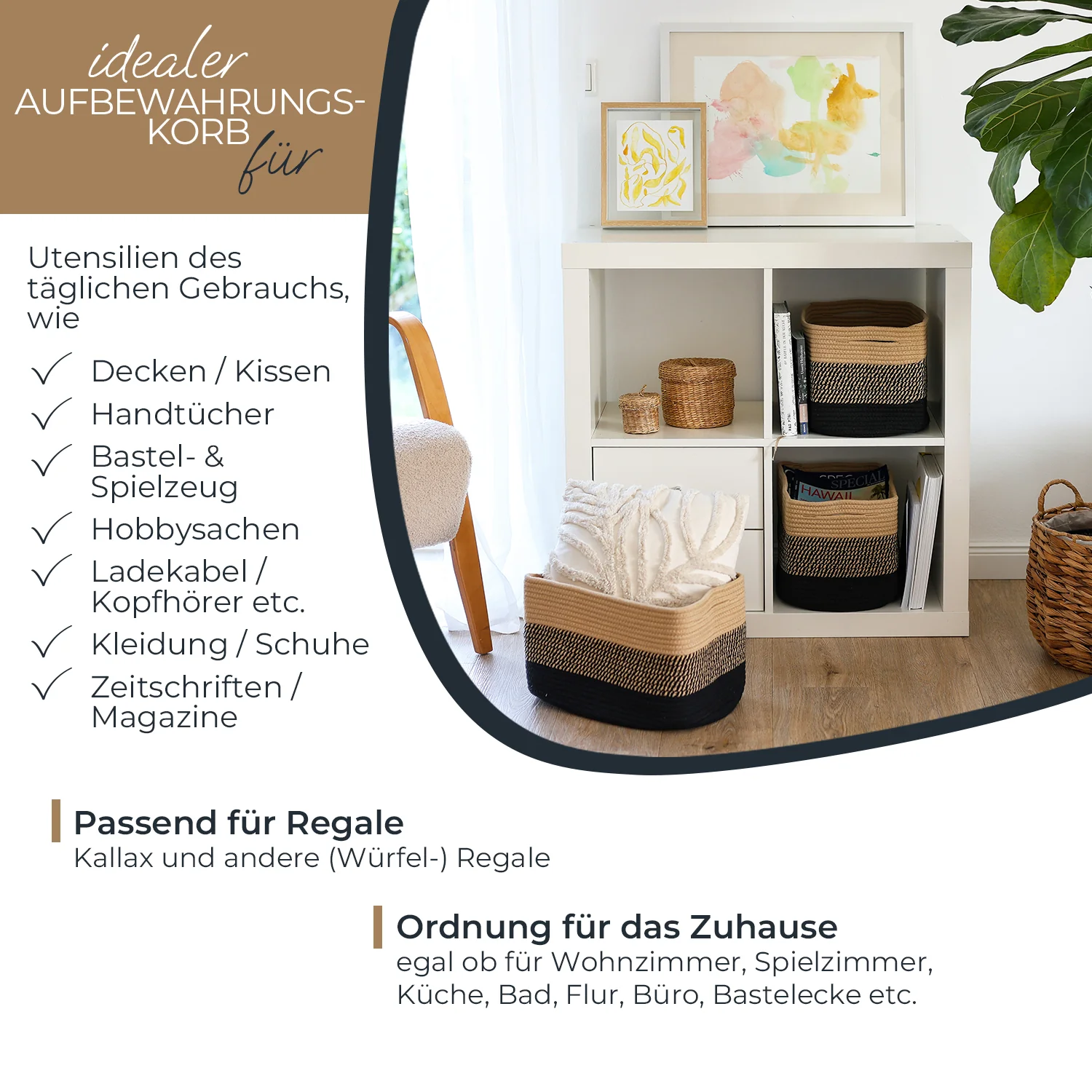 HMF 39010 Stoffkorb mit versteckten Griffen aus Baumwolle, Aufbewahrungskorb, 3er Set, 37,5 x 25 x 22,5 cm - Image 12