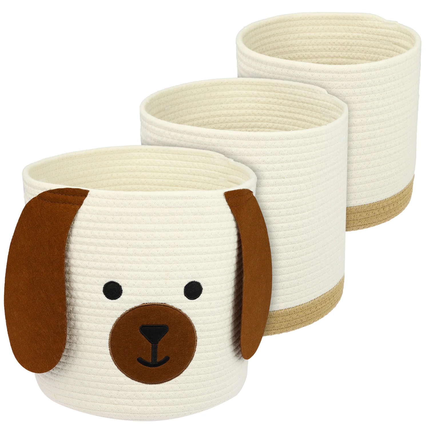 HMF 39022 Aufbewahrungskorb mit versteckten Griffen, 3er Set, Korb für Kinderzimmer aus Baumwolle , Groß, Mittel, Klein - Image 10