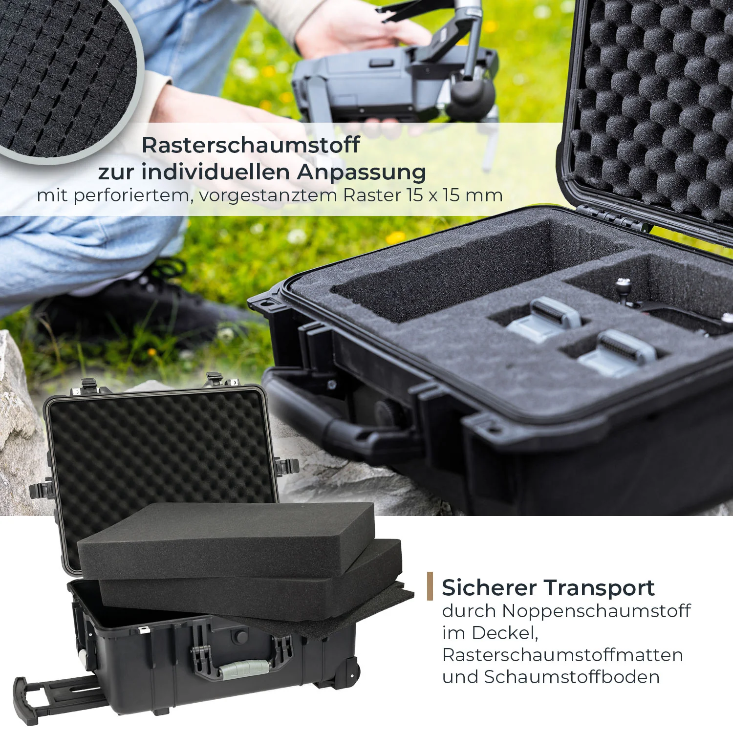 HMF Outdoor-Trolley, Fotokoffer mit Rasterschaumstoff, ODK400 - Image 22