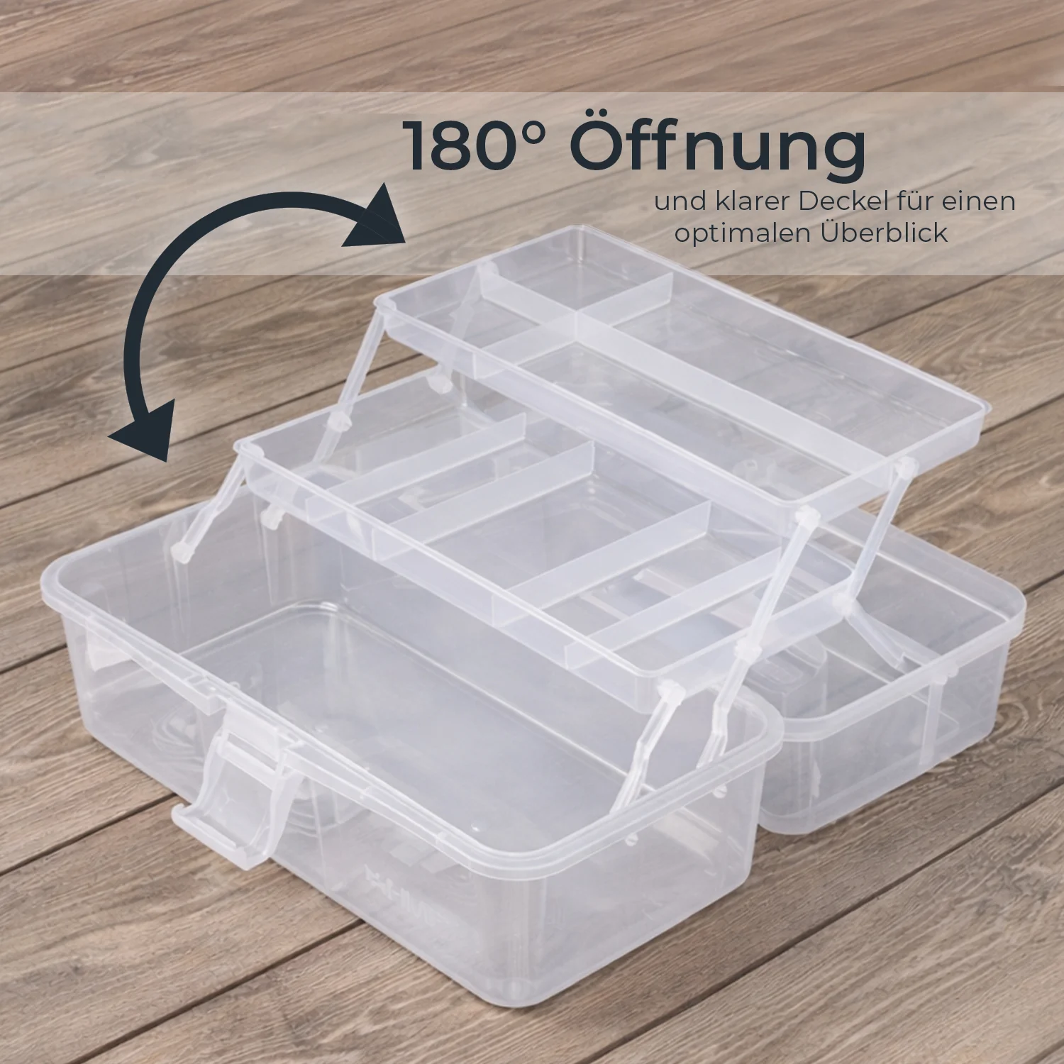 Nähkasten aufklappbar mit 3 Ebenen, Sortierbox für Kleinteile, HMF STK900, 33 x 20 x 15 cm - Image 13