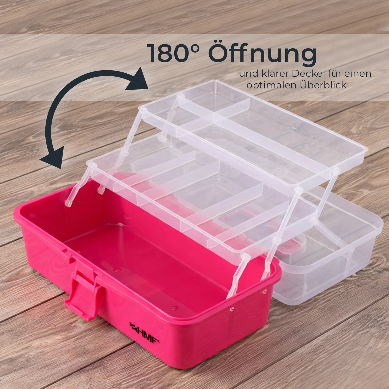 Nähkasten aufklappbar mit 3 Ebenen, Sortierbox für Kleinteile, HMF STK900, 33 x 20 x 15 cm - Image 4