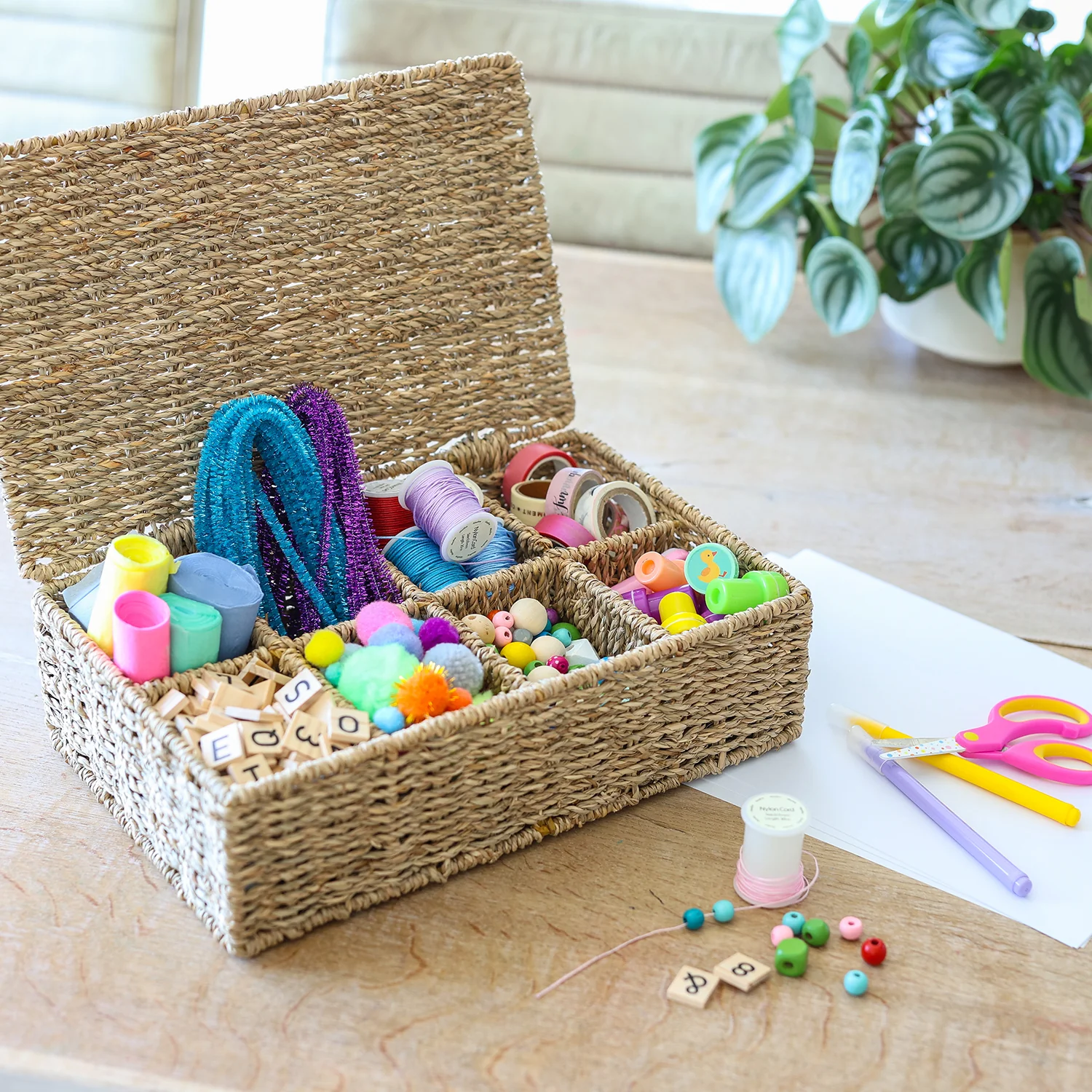 HMF Teebox 37290 für Teebeutel geflochten aus Wasserhyazinthe Seegras, Tee Aufbewahrungsbox mit 8 großen Fächern | 33 x 21 x 10 cm - Image 17