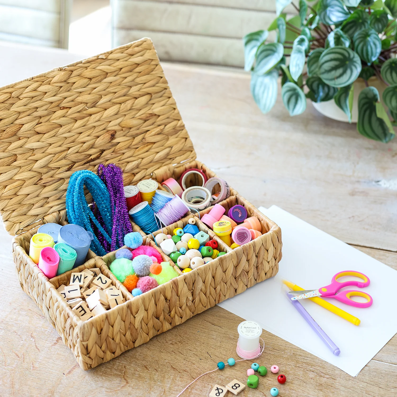HMF Teebox 37290 für Teebeutel geflochten aus Wasserhyazinthe Seegras, Tee Aufbewahrungsbox mit 8 großen Fächern | 33 x 21 x 10 cm - Image 8