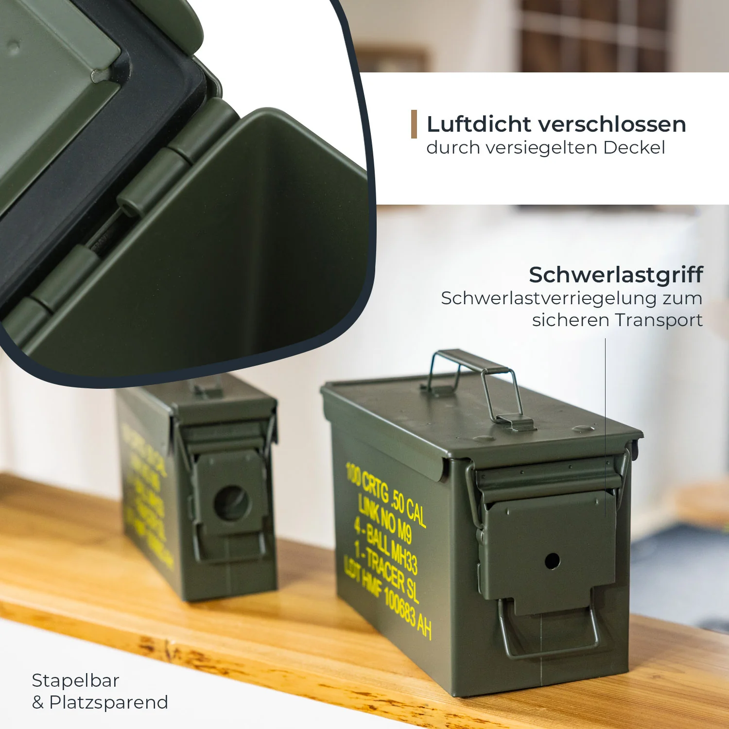 Munitionskoffer, US Ammo Box, Metallkiste, HMF 70000, Grün - Image 4