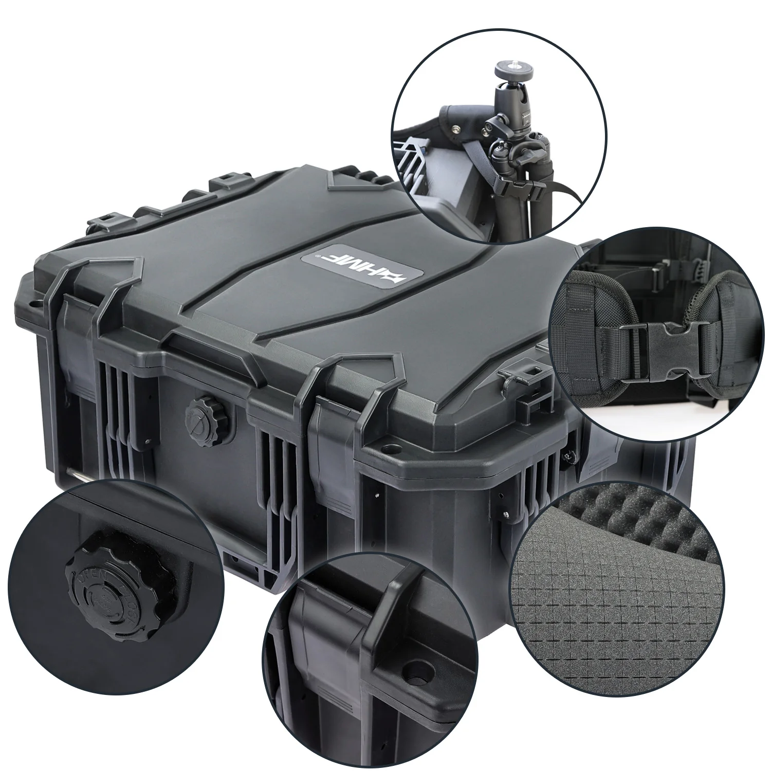 Outdoor Transportkoffer mit Trageriemen, HMF 15401-02, 47,5 x 38 x 22,5 cm, schwarz - Image 7