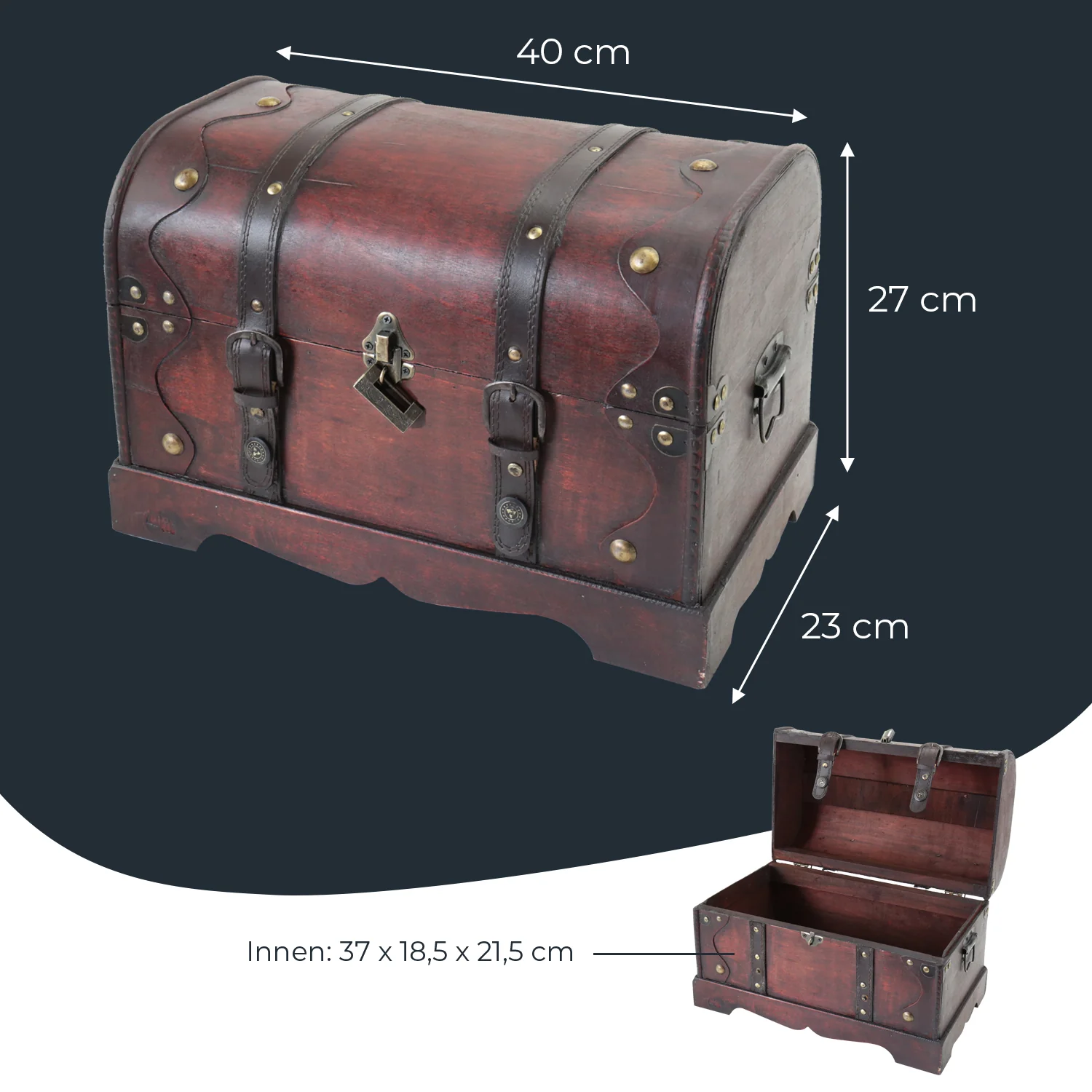 Schatztruhe mit Schloss, Kambodscha, HMF 6403-140, 40 x 23 x 27 cm - Image 5