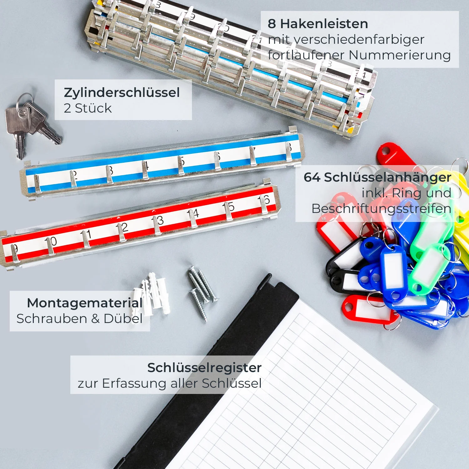 Schlüsselschrank groß aus Stahl, abschließbarer Schlüsselkasten für Büro, Verwaltung oder Fuhrpark, HMF, 13500, 42-1170 Schlüsselhaken - Image 22