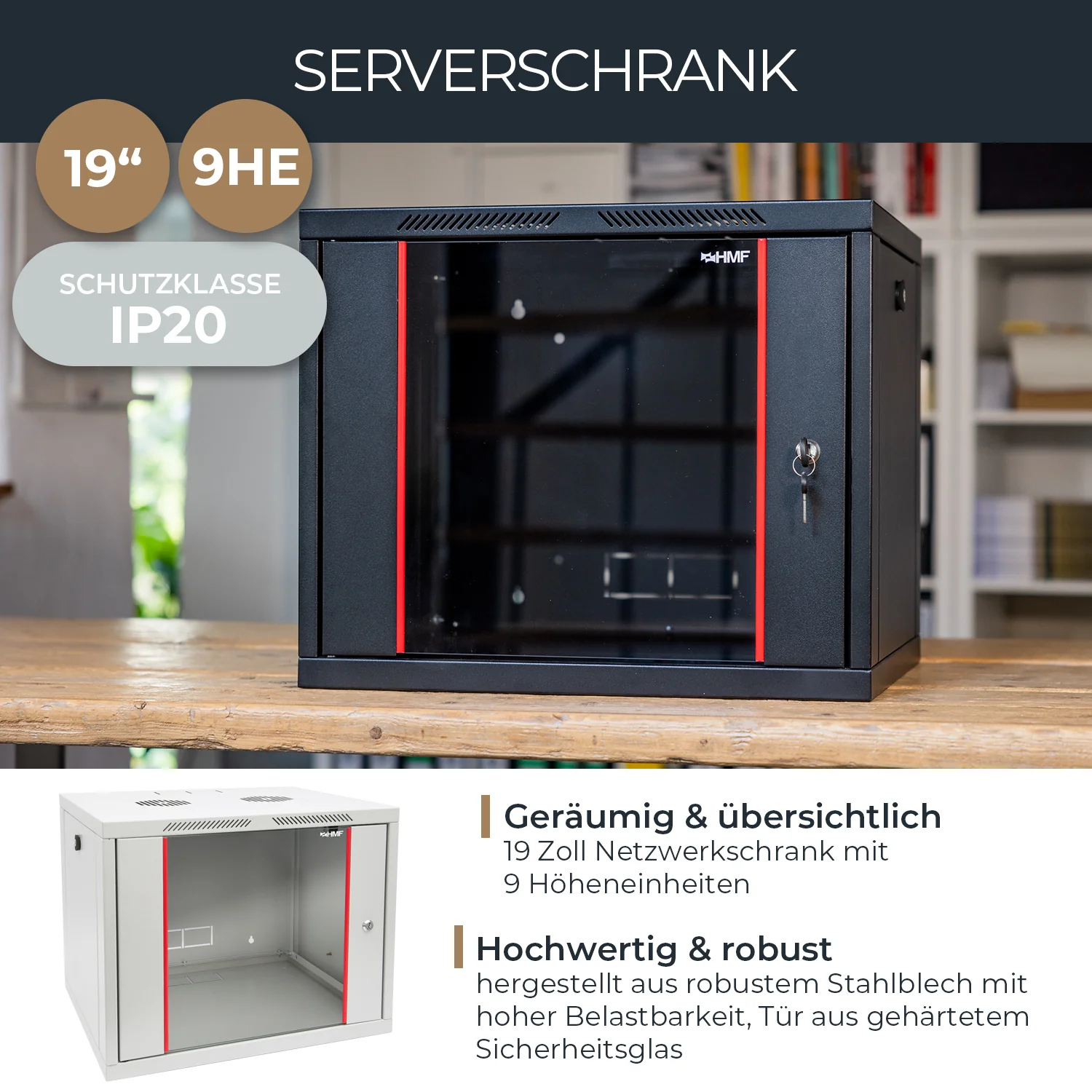 Serverschrank 19 Zoll, HMF 66400, Tiefe 45 cm - Image 11