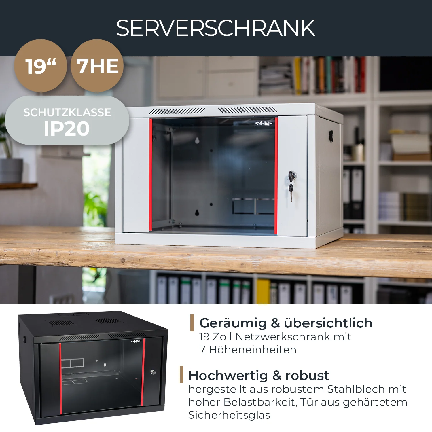 Serverschrank 19 Zoll, HMF 66400, Tiefe 45 cm - Image 20