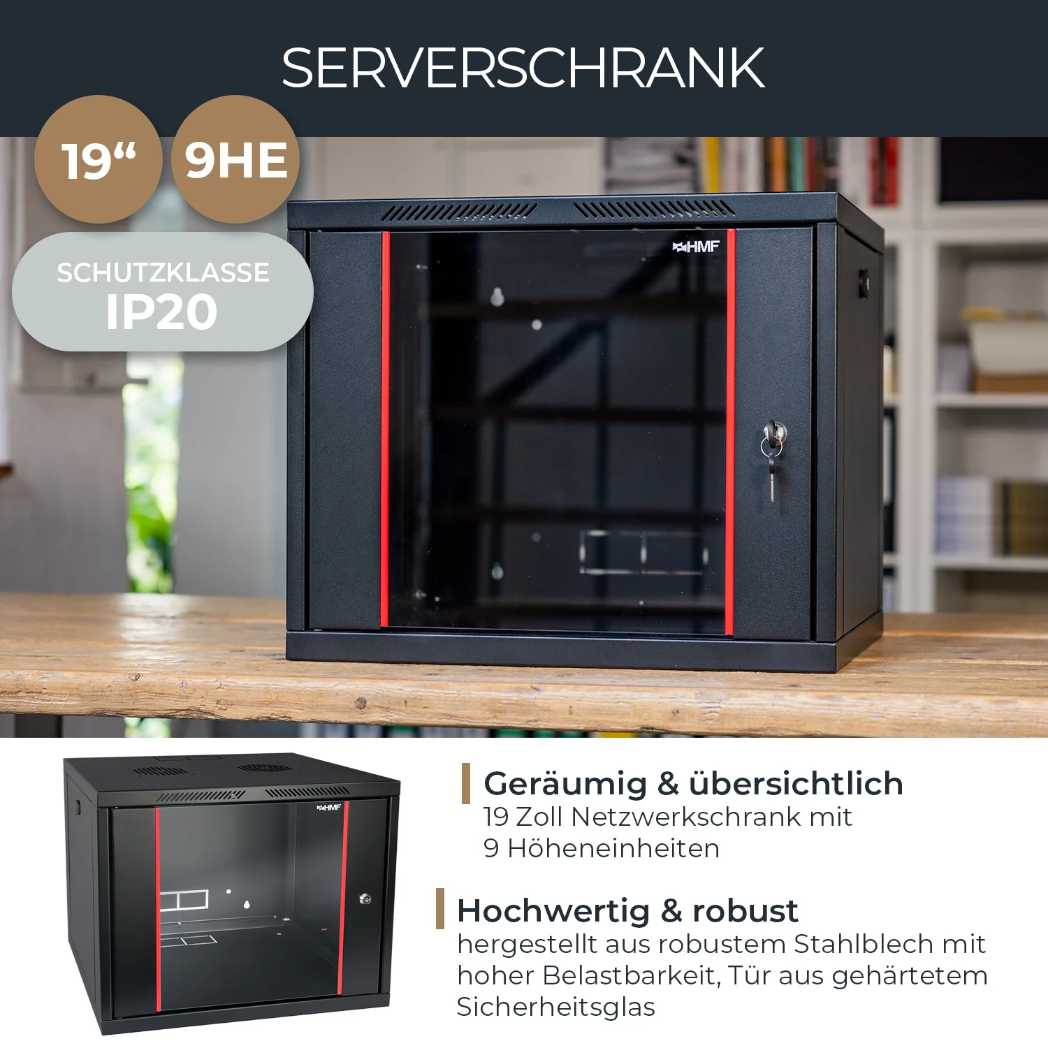 Serverschrank 19 Zoll, HMF 66400, Tiefe 45 cm - Image 29