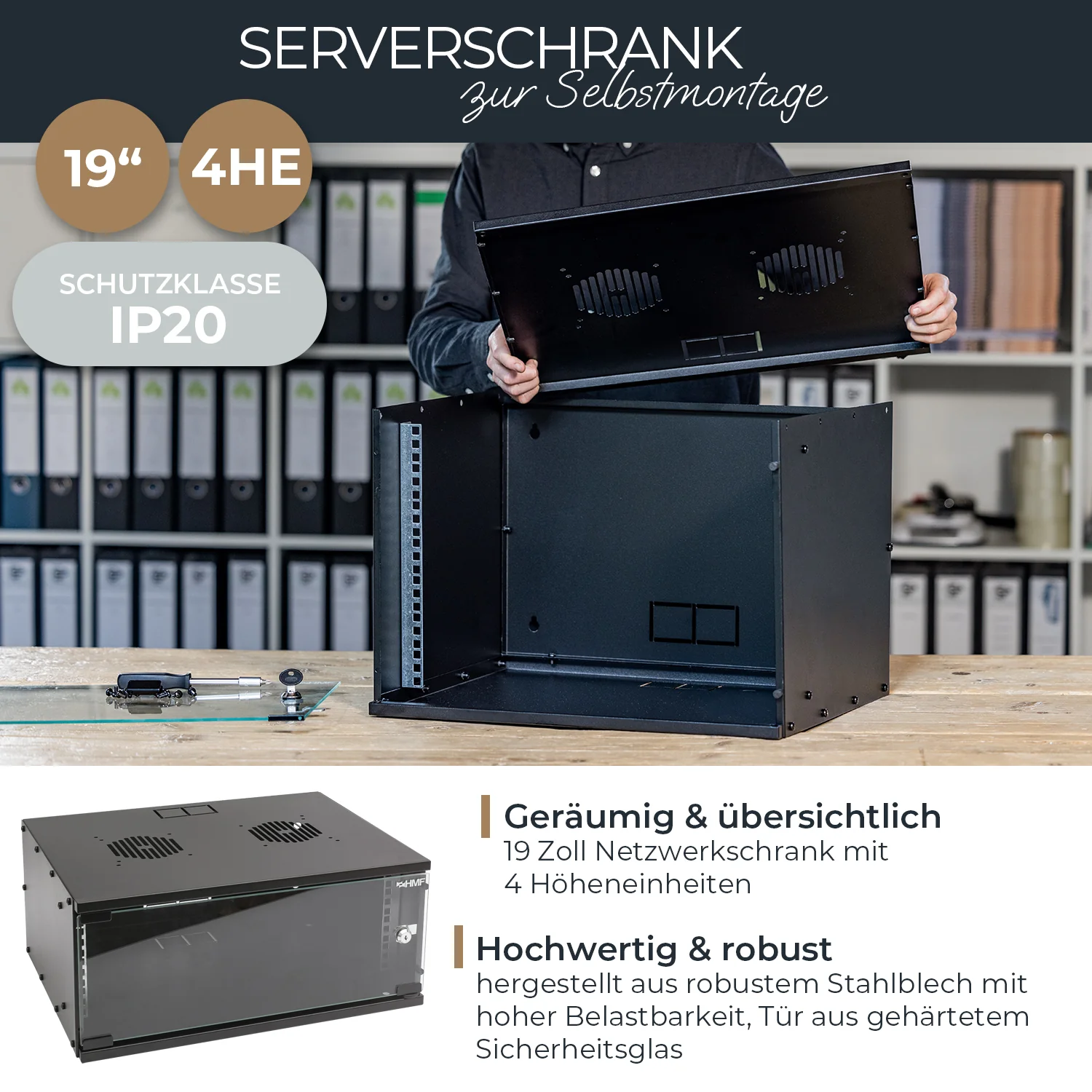 Serverschrank 19 Zoll unmontiert, HMF 65700 - Image 11