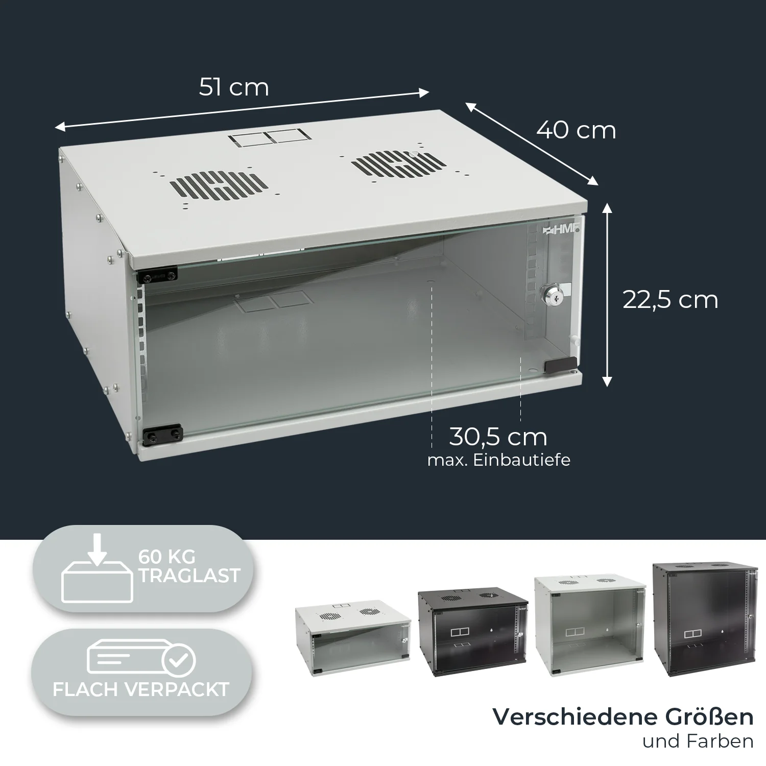 Serverschrank 19 Zoll unmontiert, HMF 65700 - Image 5