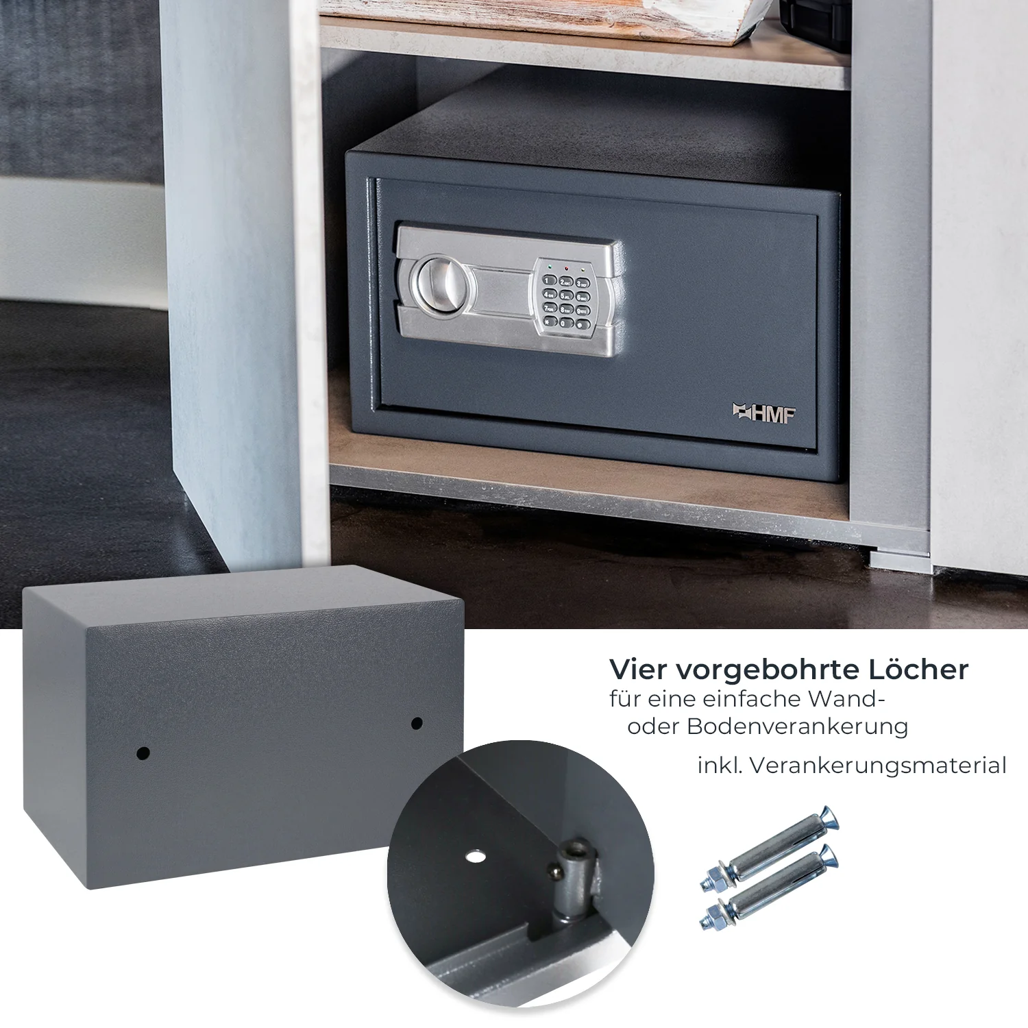 Tresor für Zuhause, Hotel oder Büro, Möbeltresor mit Zahlenschloss, HMF 46120 - Image 4