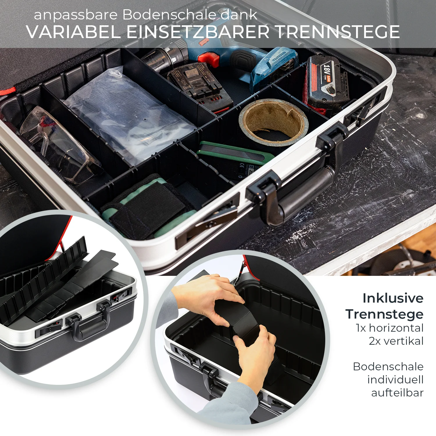 Werkzeugkoffer ABS Koffer + Trolley, HMF 15600 - Image 4