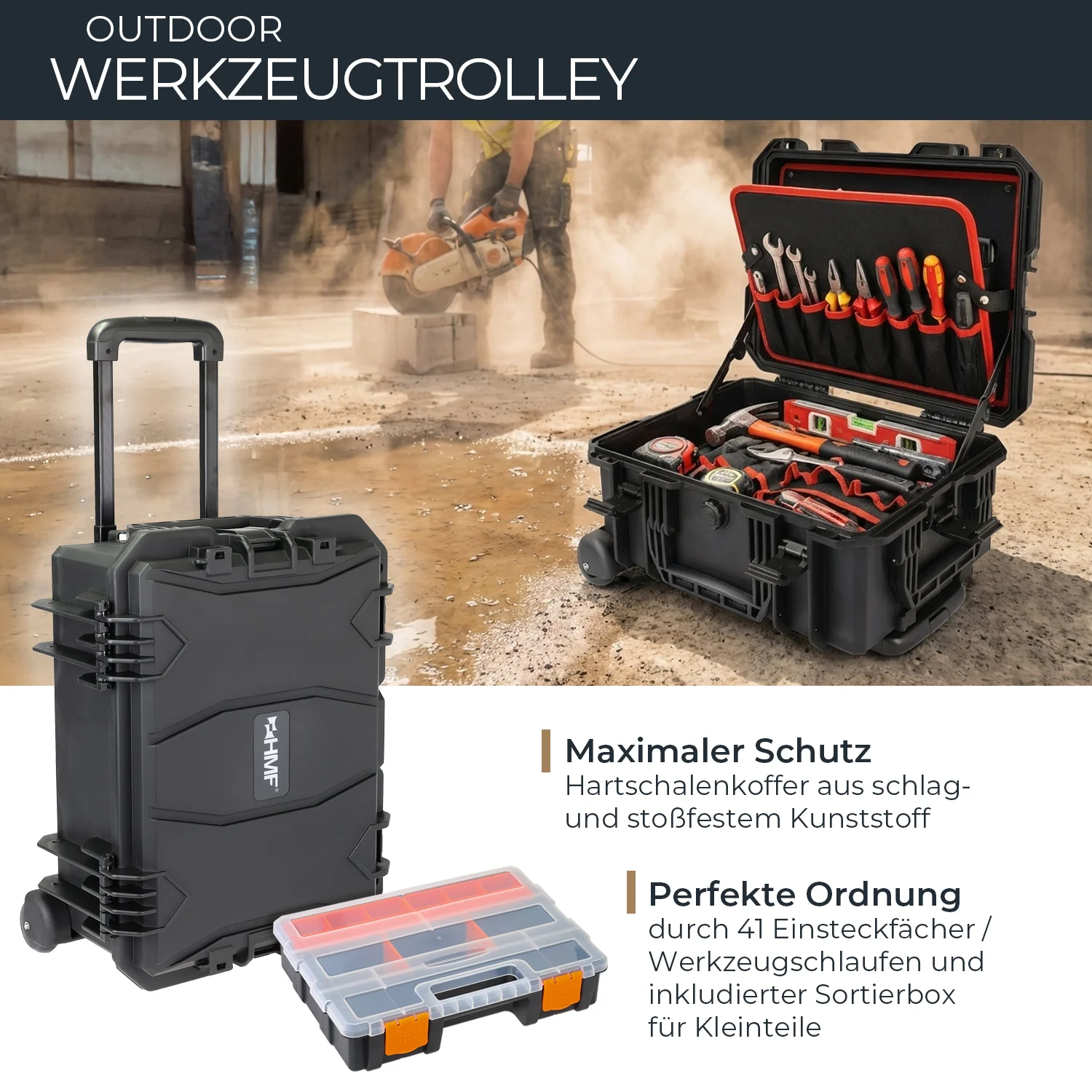 Werkzeugkoffer Outdoor, 46,5 cm, schwarz - Image 11
