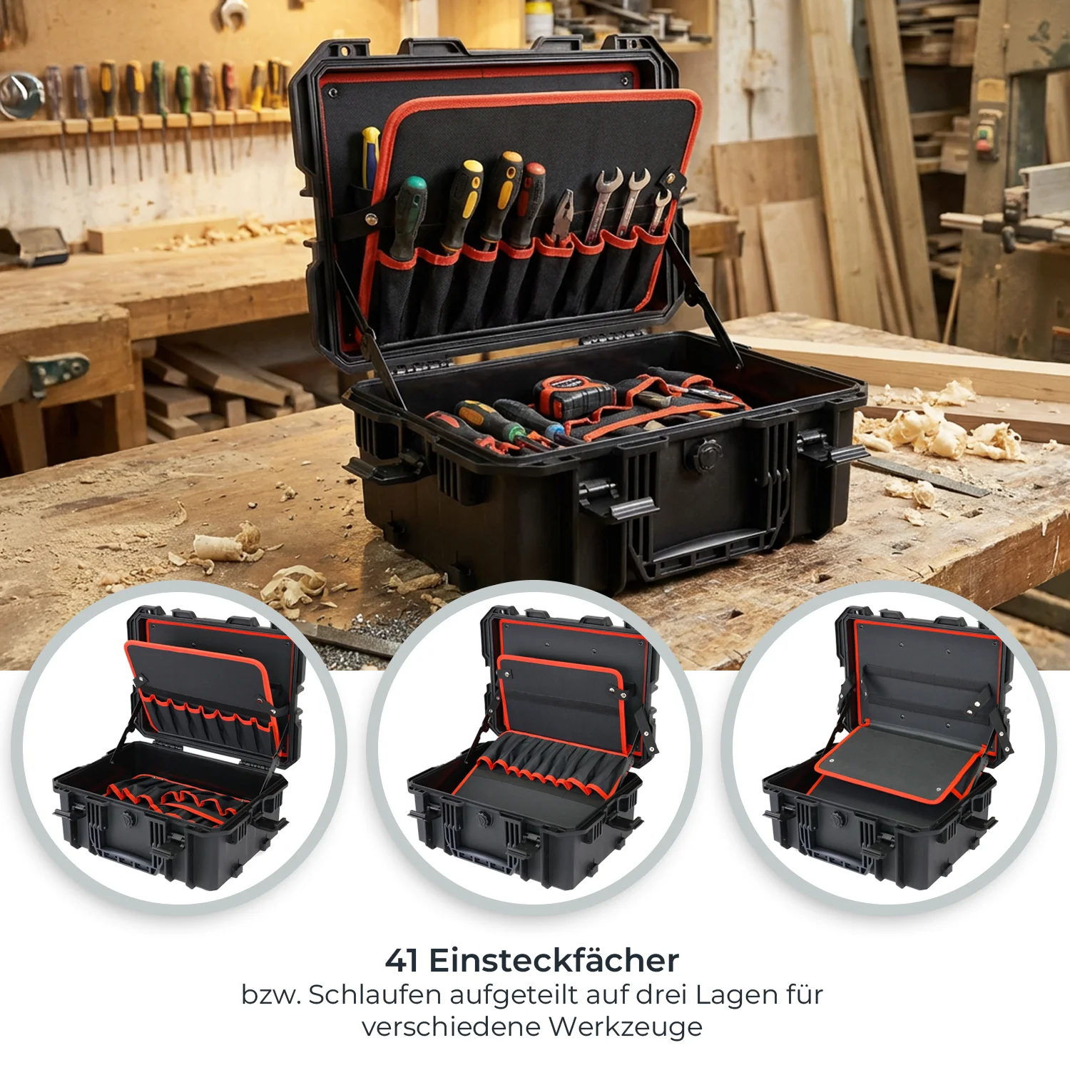 Werkzeugkoffer Outdoor, 46,5 cm, schwarz - Image 3