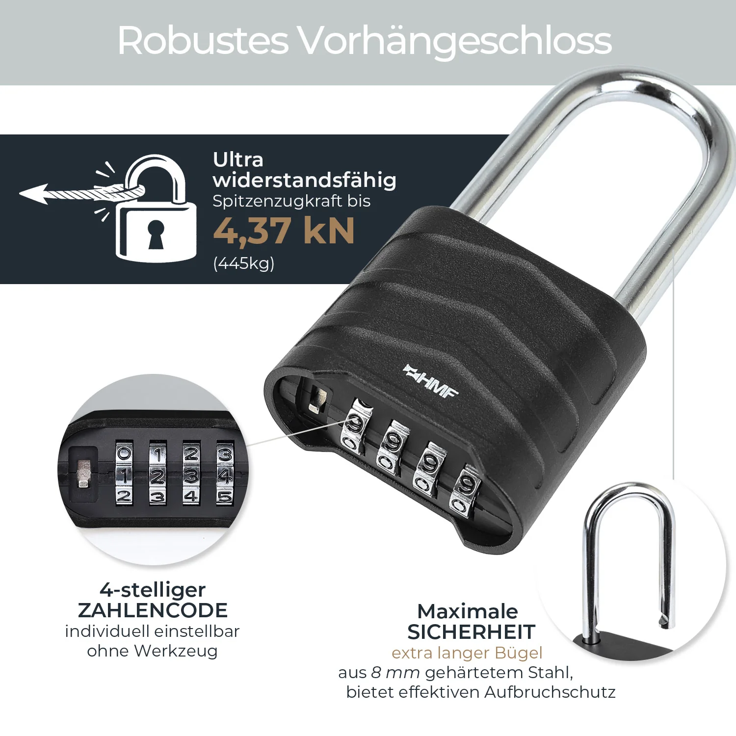 Zahlenschloss Vorhängeschloss, robustes Schloss mit 4-stelligem Zahlencode - Image 47
