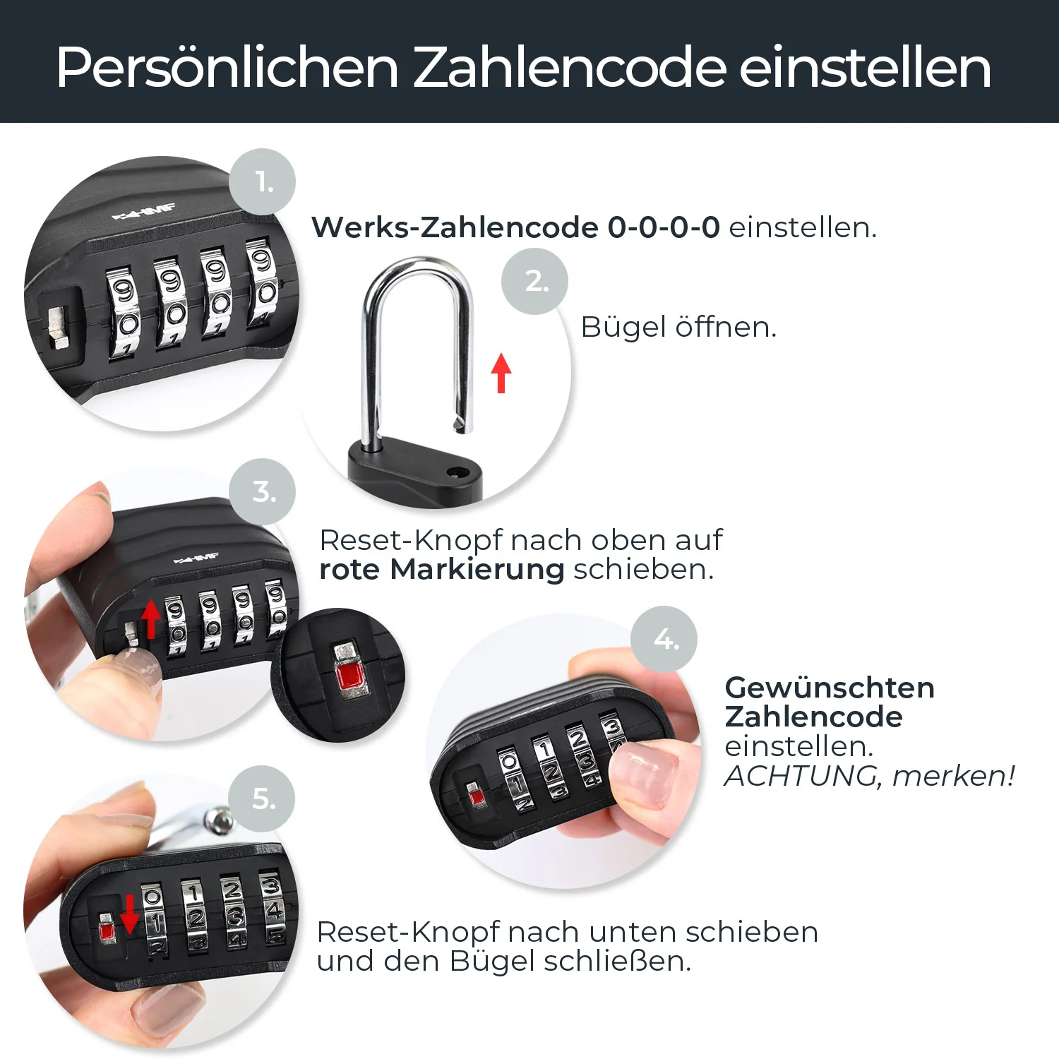 Zahlenschloss Vorhängeschloss, robustes Schloss mit 4-stelligem Zahlencode - Image 51