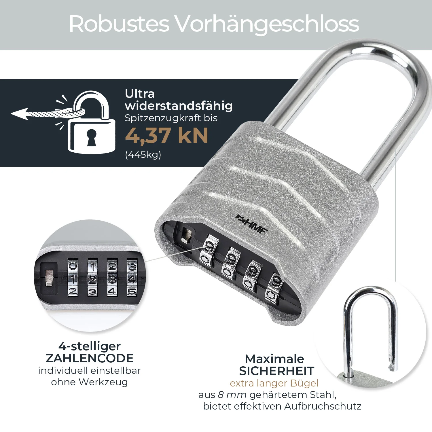 Zahlenschloss Vorhängeschloss, robustes Schloss mit 4-stelligem Zahlencode - Image 56