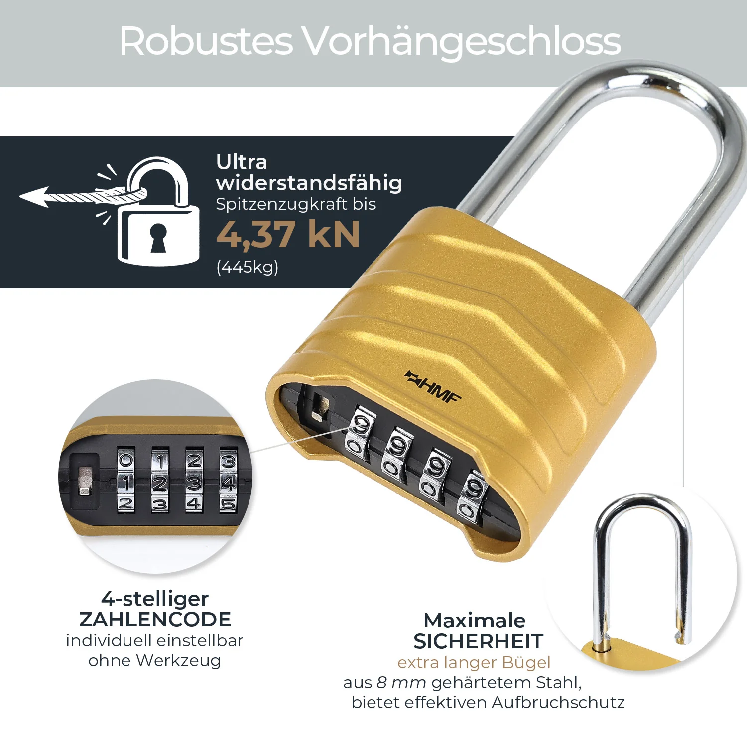 Zahlenschloss Vorhängeschloss, robustes Schloss mit 4-stelligem Zahlencode - Image 65